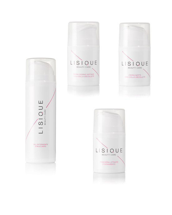 𝗣𝗥𝗢𝗠𝗢 𝗡𝗔𝗧𝗔𝗟𝗘! Gel Detergente (anche Struccante) 150ml + Crema Giorno Antiage Viso-Collo-Décolleté 50ml + Crema Notte Viso-Collo-Décolleté 50ml + Maschera Liftante e Schiarente 50ml